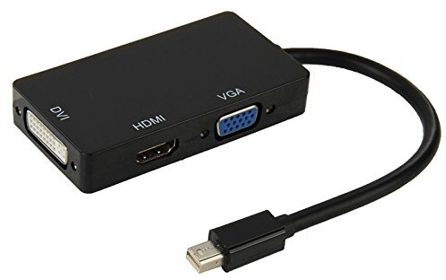 High-Tech Place Mini DisplayPort Male to HDMI + VGA + DVI Adaptateur Femelle Câble convertisseur pour Mac Book Pro Air, Longueur de câble: 17cm (Noir)