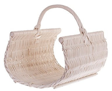 e-wicker24 Panier à bûches en osier blanc,panier à bois de cheminée ovale,panier de cheminée, panier en osier