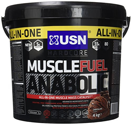 USN Muscle Fuel Anabolic Chocolate All-in-one Protein Powder Shake (4kg): Workout-Boosting, Anabolic Protein Powder for Muscle Gain