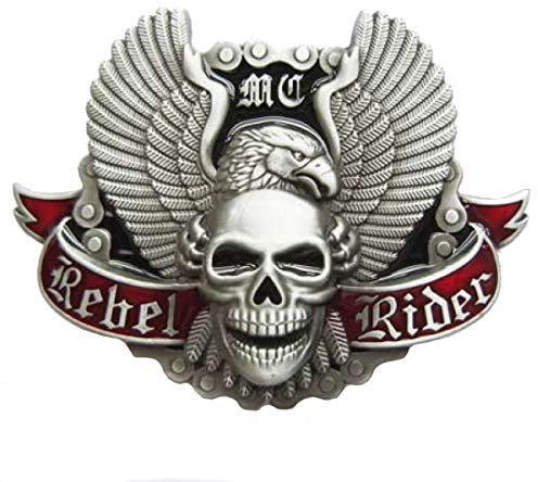 Biker Buckle Rebel Rider, Motorradkette, Totenkopf, Adler - Gürtelschnalle
