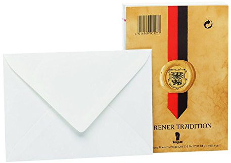 Rössler edel Briefumschläge ohne Fenster | Dürener Tradition Kuvert | 25 Stück Briefumschläge C6 | Briefpapier edel | Briefumschläge Hochzeit | Farbe: Weiß
