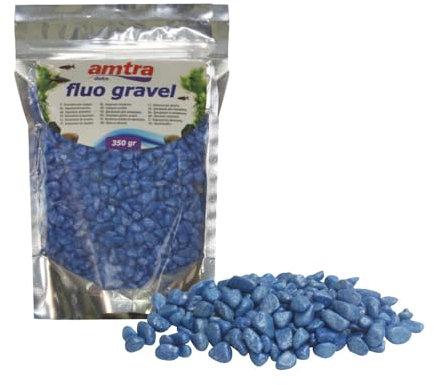 Amtra Fluo Gravel - Decorativo per acquario, ghiaia ceramizzata per fondale, per Acquario di acqua dolce e salata, privo di polveri, Blu, 350 G