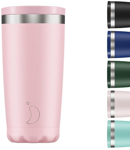 Chilly's Original Kaffeebecher - Reise-Thermo-Tasse für kalte und heiße Getränke - Mehrwegbecher mit Deckel - Doppelwandig und Vakuumisoliert - Edelstahl - 500ml - Pastellrosa