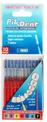 Pikdent-Interdentalbürsten - Langlebiger beschichteter Stahlkern und Tynex-Borsten - 4. Größe: Rot - 0,7 mm, zylindrisch - 10 Zahnbürsten