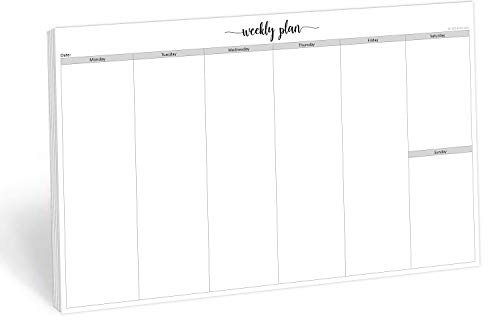 321Done Jumbo Weekly Planning Desktop Notepad - 50 Sheets (11 x 17) - Landscape Days of Week Desk Planner, Extra Large - Made in USA - Simple Script