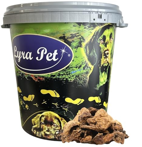Lyra Pet® 5 kg Lammlunge getrocknet in 30 L Tonne - Kausnack für Hunde | Naturbelassene Belohnung aus 100 % Lamm - Proteinhaltiges Leckerli für Hunde - Leichter & gut verdaulicher Kauartikel