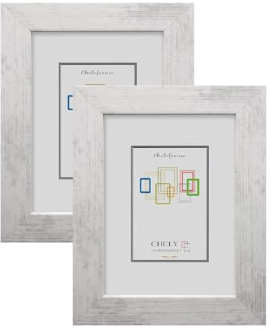 CHELY INTERMARKET MOD-274 Marco Fotos Decorativo 15x20cm Pack 2 Unds Madera Estilo Elegante Moldura Relieve Cuadro Color Gris Claro 2005 Fotografía Vertical Horizontal Cristal Protección Hogar