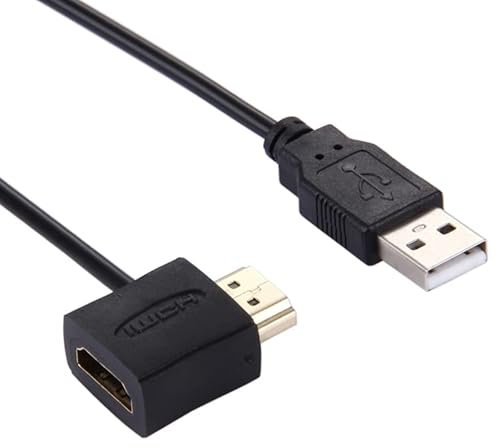 High-Tech Place Câble d Adaptateur de connecteur mâle Femelle 50 HDMI + HDMI mâle vers USB 2.0