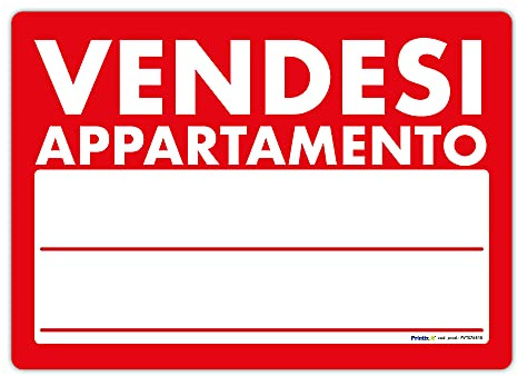 Cartello Vendesi Appartamento f.to 50x35cm - Realizzato su Plastica rigida compatta sp. 1 mm – Ideale per essere posizionato all’aperto.