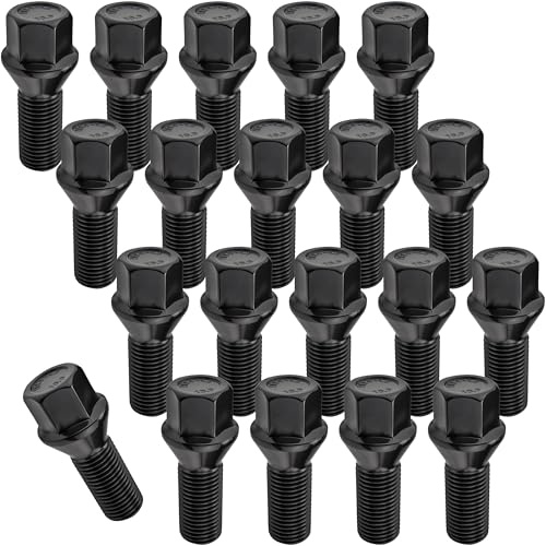 C CARBONADO 20x Radschrauben M14x1,5 28mm Radbolzen Kegel SW17 Schwarz | M14x1,5 Gewinde, 28 mm Schaftlänge, Kegelbund 60°, Schlüsselweite 17, Schwarz