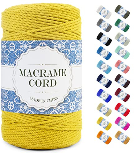 Uiopa Corda Macrame, Filo Macrame Corda Cotone, 4 Fili Cordoncino Cotone Spago Colorata, Cordino per Borse Uncinetto Arazzo da Parete Artigianato Fai Da Te Appendini per Piante