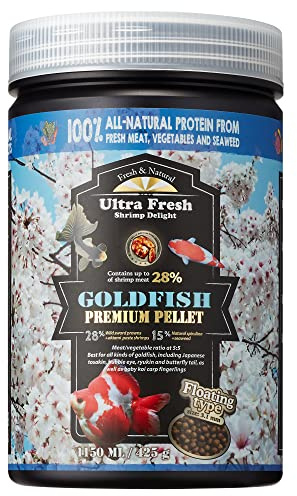 Ultra Fresh Floating Goldfish Food, Color Enhancing, Balanced Diet, All Natural Ingredients, Clear Water Formula, Goldfish Premium Pellet, 15 oz