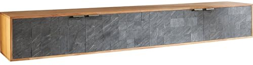 DELIFE TV-Board Teele Akazie Natur Schiefer 220 cm 4 Türen Lowboard schwebend