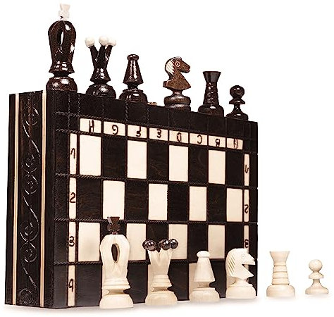 PINEEA Schachbrett Holz Hochwertig 31x31 cm - Schachspiel Klappbar - Handgemachtes Schach Brett und Figuren - Chess Board Set - Schachfiguren Groß für Kinder und Erwachsene - Schachset Spiel