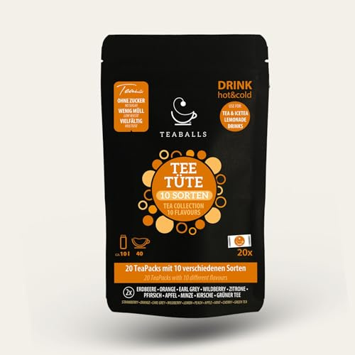 TEABALLS Probiertüte - 20 Probepackungen - Tee Eistee Limonade beutellos | 20 SORTEN PROBIEREN: 20 verschiedene TEABALLS Sorten in einer Tüte - das ideale Probier-Erlebnis ohne Risiko.