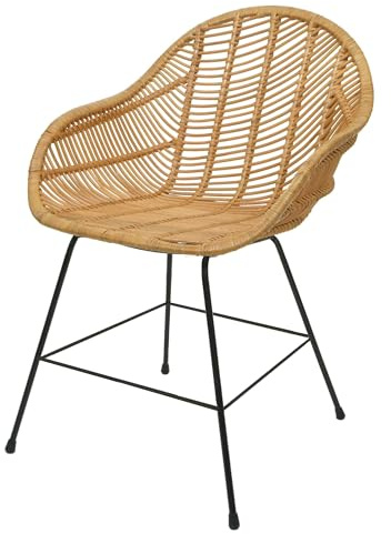Mendler Esszimmerstuhl HWC-M28 Kubu Rattan Metall | Küchenstuhl, Korbstuhl, Rattansessel, Rattanstuhl, Stuhl
