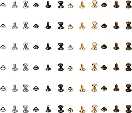 SUPERFINDINGS 400 Paar 4 Farben Ledernieten 3mm Doppelkappennieten Röhrenförmige Metallnieten Taschen Schuhe Gürtel Dekoration Kollisionsnieten Für DIY Lederhandwerk