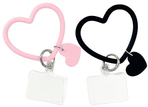 SURALIN 2 Cordones para teléfono en Forma de corazón, Cordones para muñeca con Llavero, adecuados para Funda de teléfono, Insignia de identificación de Llave
