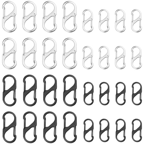 S Small Carabiner Keyring Clip Metal Mini Carabiners S-Shape Ring Dual Spring Opening Lock Buckle Keychain Carabiner Keyring Clip for Outdoor Hiking Camping