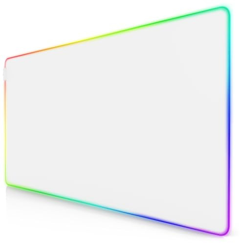 Titanwolf XXXL RGB Gaming Mouse Mat 1200 x 600 mm Mouse Pad - LED multi color - 7 LED colors plus 4 effect modes - for precision and speed - rubberized underside - washable, white