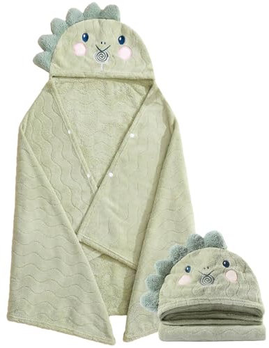 KLHYIT Kleinkind-Badetuch mit Kapuze, 0–6 Jahre, Unisex, Baby-Badetücher, 70 x 140 cm, dick, ultra-saugfähig, weich, für Jungen und Mädchen, Bademantel, Kinder-Duschtuch, Geschenk für Babys,