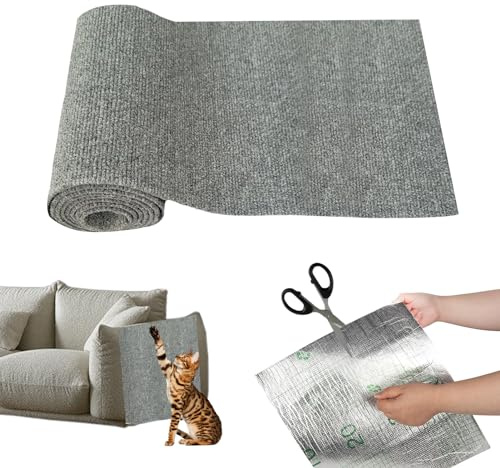 Cat Scratching Mat, Selbstklebend Kratzmatte Katze Kratzmatte Katze Wand Kratzteppich Katzen Kratzbretter Katze Wand Kratzschutz Katzenkratzmatte Für Schützt Teppiche Sofa (Grau, 40 * 200cm)