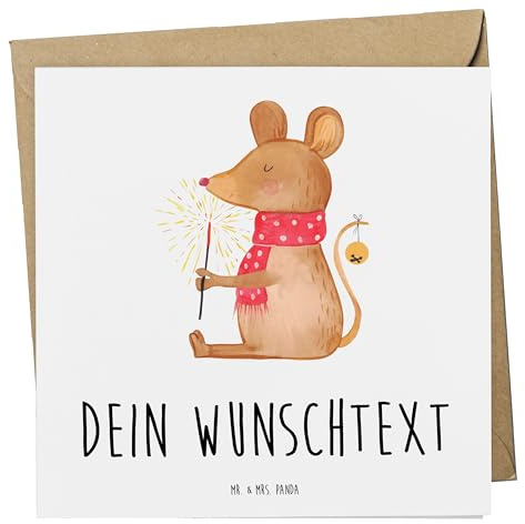 Mr. & Mrs. Panda Personalisierte Karte Maus Weihnachten - Geschenke, Weihnachtsgruß, personalisiert, Grußkarte, Postkarte, Karten, Weihnachtsmotiv, Frohe, Weihnachtswunder
