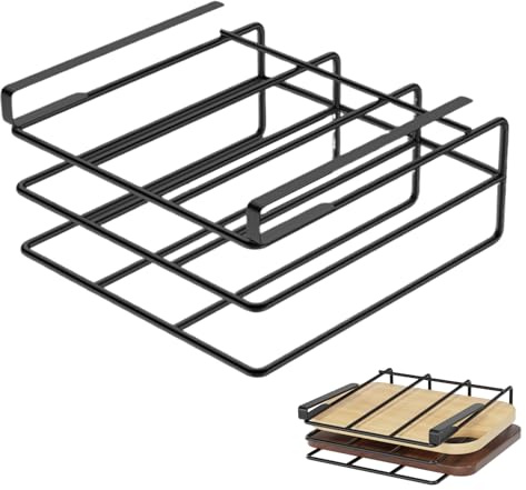 Organisateur de la planche à découper, sous support de planche à découper armoire Métal-carte de découpe Organisateur de l'organisateur Économie sous le porte-panneaux de coupe de plateau Heavy Duty