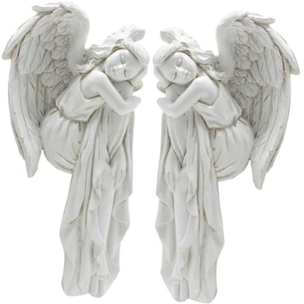 RORPOIR 2stücke Teiliges Türrahmen Engel Flügel Ornament Wetterfeste Resin-wandskulptur Rechte Und Linke Figuren Dekorative Haustürornamente Für Schlafzimmer Und Wohnzimmer