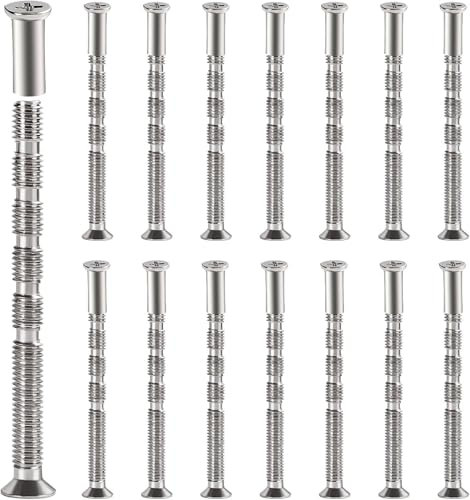 STOUCLA Tornillos de conexión M5 con casquillo, tornillos de casquillo, tornillos de conexión de acero niquelado, con casquillo, tornillo desprendible para tiradores de puertas, cajones, 15 unidades