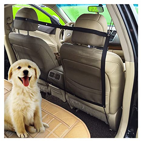 JNNJ Elastisch Nylon Kofferraumnetz, Hunde Auto Barriere, Dog Car Divider Net Mit Seil Einstellen Und Haken Geeignet, Rücksitz Mesh Hund Auto Teiler Netz Mit Seil Einstellung Und Haken
