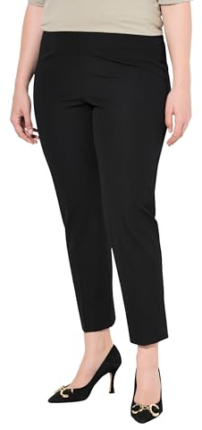 Ulla Popken 7/8-hose, Schmales Bein, Elastikbund Pantalon 7/8, Jambe étroite, Taille élastique, Noir, 60 Femmes