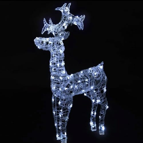 BAKAJI Renna Natalizia Luminosa Addobbo per Esterno, Cervo Luminoso LED Addobbi Decorazioni Natalizie Fuoriporta Giardino, Decorazione 3D di Natale per Esterni IP44 (Bianco Freddo, 100 cm)