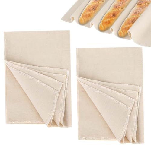 MOVKZACV 2 Stück Bäckerleinen Leinentuch Brot Backen 75 X 45cm, Teigtuch aus Naturleinen für Brotbackzubehör Strudeltuch zur Teigzubereitung Backen Geschenke für Familien Bäcker, Einsteiger