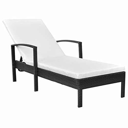 Xichuzi Sonnenliege mit Auflage Poly Rattan Schwarz, Gartenliege, Liegestuhl, Sonnenstuhl, Sonneninsel Outdoor, Liegen, Gartenmöbel, Bäderliege, Relaxliege - 42942