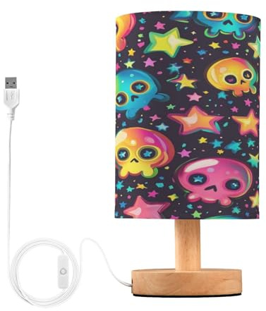 voucong Magic Skulls - Lámparas pequeñas punk con puerto USB para luz nocturna de bebé de granja