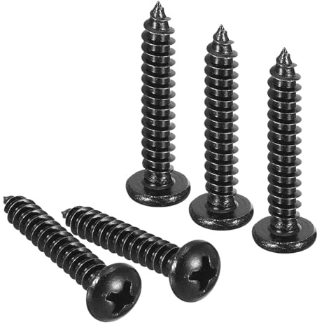 TA-VIGOR 100Pcs Self Tapping Screws, M4 Phillips Pan Head Screw, 25mm Round Head Tapping Screws, Stainless Steel Machine Wood Fasteners Bolts for Wood, Drywall, Furniture, Repairing, Black
