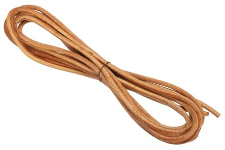 PATIKIL Cordino in Pelle Intrecciata Rotonda, 5mm Cordoncino in Pelle Piatto Piegata Corda di Cuoio per Artigianato, Creazione Gioielli, Collane, Bracciali, Marrone(4ft)