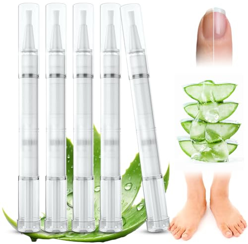 5 stycken nagelvårdspennor, nagelvårdspenna med teeträdolja, vitamin E & aloe vera, för välskötta tånaglar och naglar
