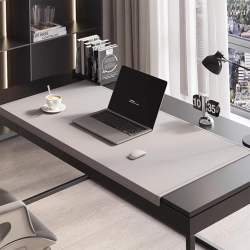 Schreibtischunterlage mit Kantenschutz, große Büro-Tischmatte aus PU-Leder, für Büro, Zuhause, Arbeit, Studium, Tippen, wasserdicht, Antifouling-Maus- und Tastaturunterlage (Grau, 70 x 40 cm)
