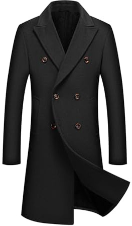 Allthemen Cappotto Uomo Lungo Invernale Parka Calda Trench Coat di Lana Business Doppiopetto Casual