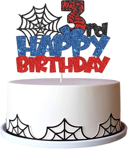 Spinnen Tortendeko Geburtstag, Cake Topper 3. Geburtstag, Spinne Thema Tortendeko, Spinne Tortendekos, 3rd Happy Birthday Cake Topper, Spinnen Kuchendeko für Kindergeburtstags
