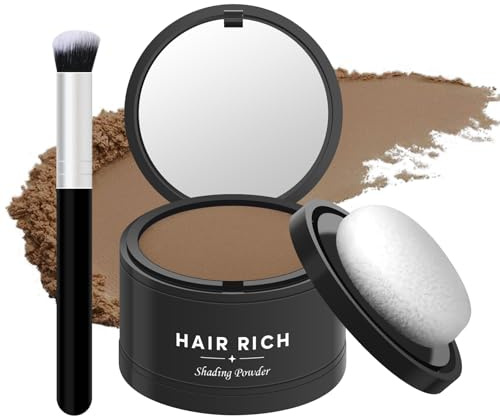 FREEORR Hairline Powder with Brush Set, Root Touch Up Hair Color for Thinning and Gray Hair Coverage, Waterproof and Sweatproof Hairs Loss and Bald Spot Concealer for Men and Women-Dark Brown