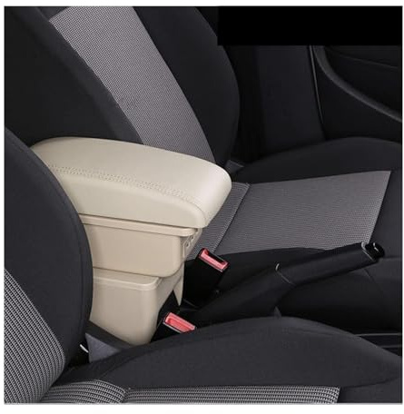 Caja Reposabrazos Coche Para Seat Para Ibiza 6j Para Ibiza 6L Reposabrazos Caja Central Almacenamiento Contenido Portavasos USB Consola(B4 Beige 3usb)