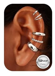 Kakonia 5 Pares Ear Cuff Pendientes Dorados Mujer Dorado Plata Pendientes Sin Agujero Hipoalergénico Earcuffs Helix Tragus Cartilago Faux Piercing Oreja Ear Cuffs Joyas sin Agujeros -S-Double