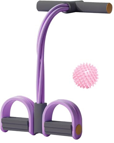 Cuerda de resistencia para pedal multifuncional, banda elástica de 4 tubos, entrenador de tensión de fitness en casa, bola de masaje de erizo, dispositivo de musculación de fortalecimiento del tronco