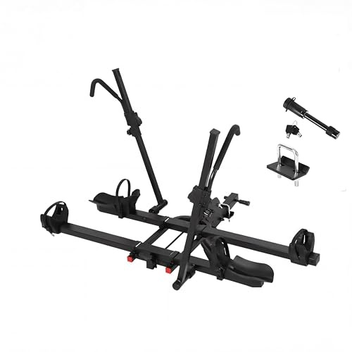 GarveeTech E-Bike Rack for 2 Bikes, 200 Lbs Capacity Hitch Mount Bike Rack, Foldable Platform Mount for Cars, Trucks, SUVs, Minivans, Max 5 Fat Tires for 2'' Receiver