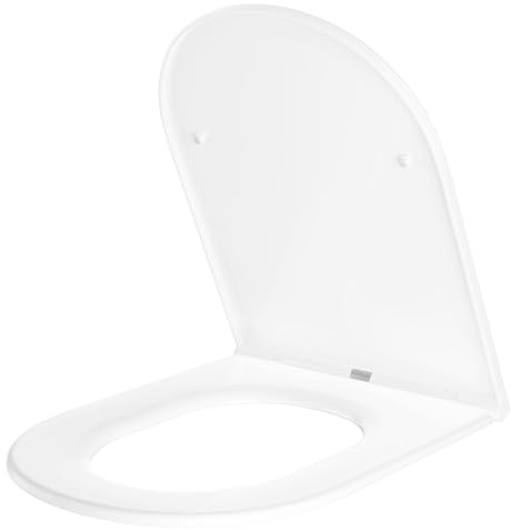 Garvee Abattant WC Forme D - Double couche polypropylène, résistant et antidérapant - Fermeture silencieuse, libération rapide, surface lisse - Compatible toilettes standard, 45x35 cm