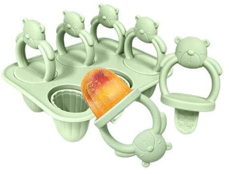 Molde para Helados de Agua Congelador,Herramienta Reutilizable de Silicona con 6 Cavidades - Molde para Helados para Dentición de Niños | para Yogur, Mousse, Leche Materna, Puré de Frutas, Queso, Prin