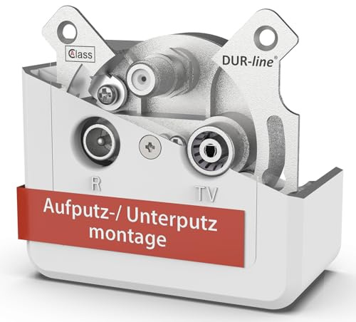 DUR-line Antennendose 3-loch SAT | Kabelfernsehen | DVB-T | Radio | Unicable für Aufputz und Unterputz geeignet (Durchgangsdose, digitaltauglich)